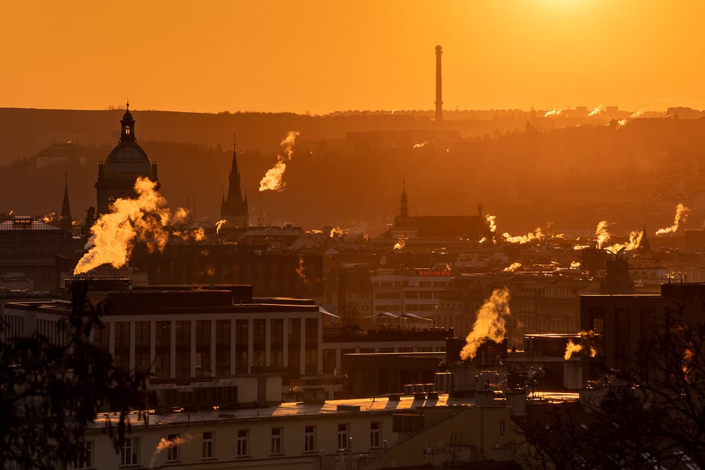 The Prague Castle seen from the Vitkov Hill, Czech Republic