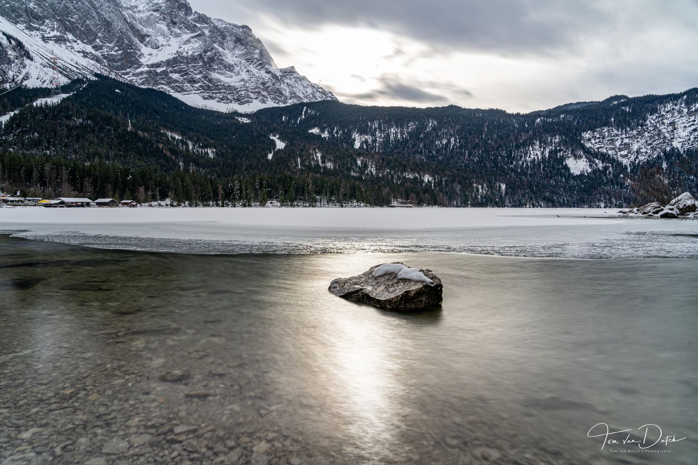 View over Eibsee to Zugspitze, Germany
