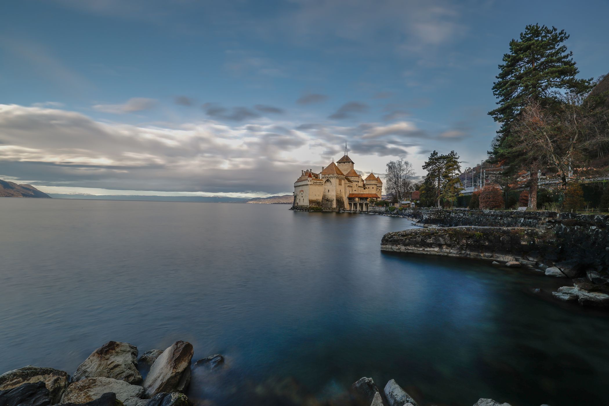 Chillon Castle at Lake Geneva, Switzerland