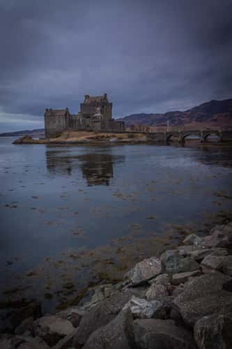 Side view of Eilean Donan Castle, Scotland