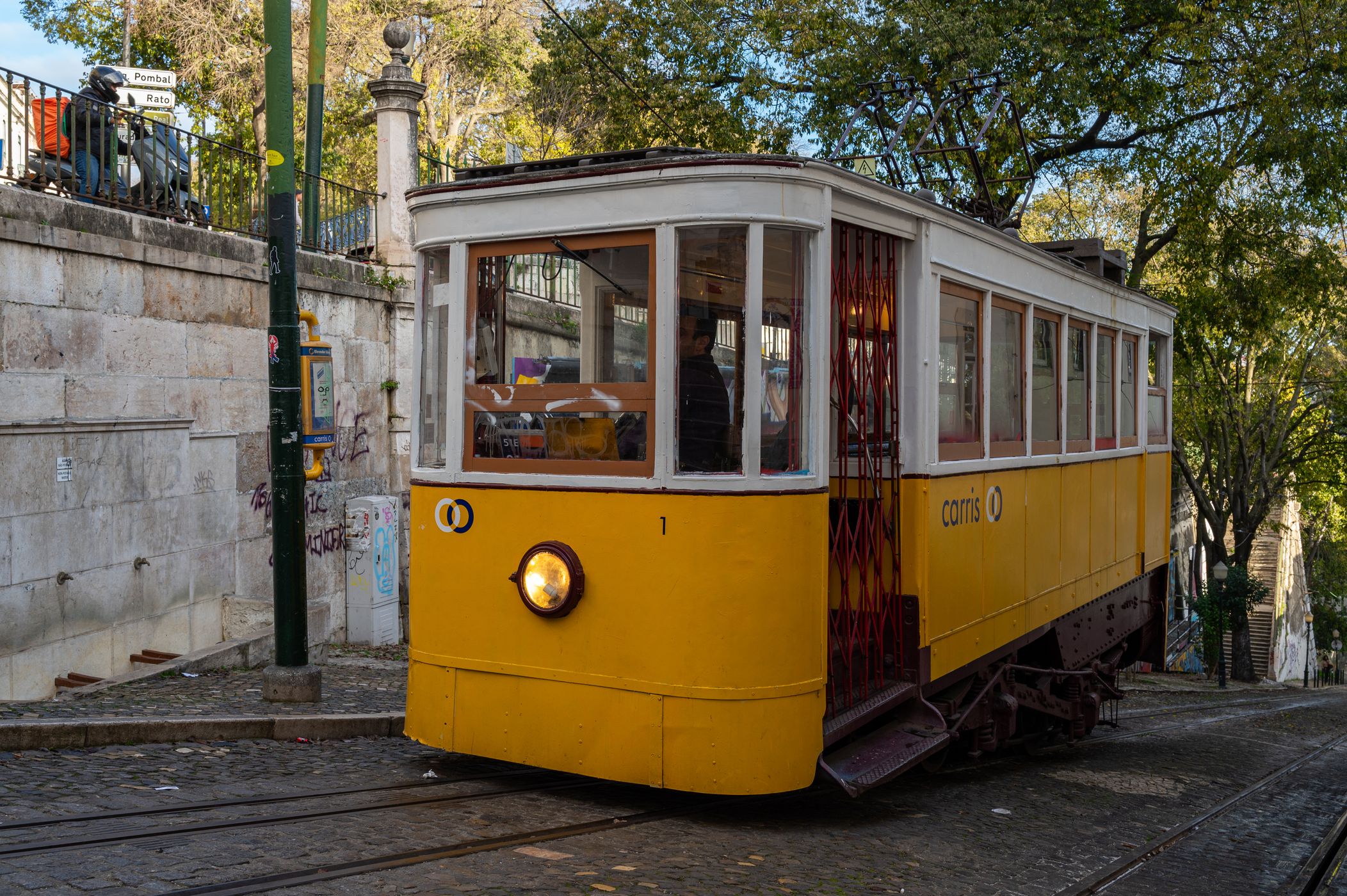 Elevador da Glória from Miradouro Sao Pedro de Alcantara, Lisbon, Portugal