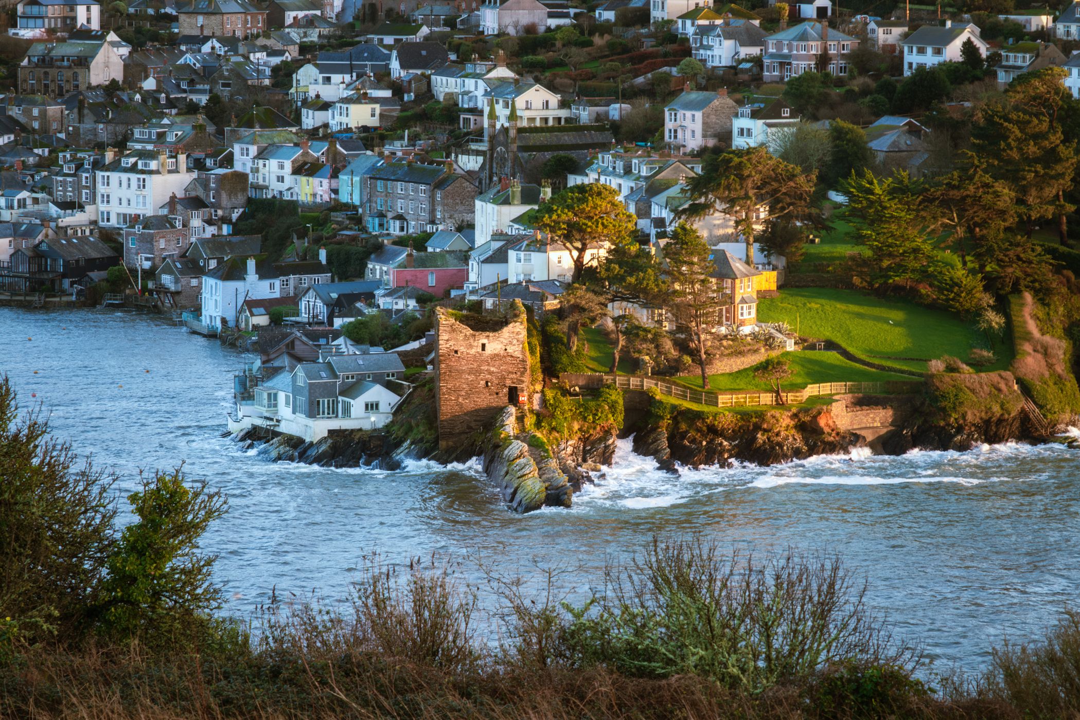 Fowey Port and side view of Polruan, United Kingdom