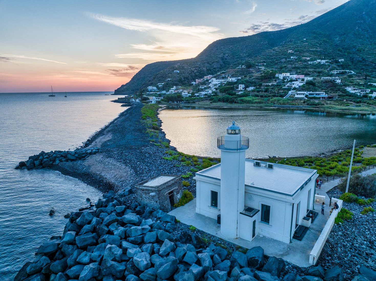 Lingua Lighthouse Sunset Lingua Salina Aeolian Islands Italy lingua-lighthouse-sunset-lingua-salina-aeolian-islands-italy