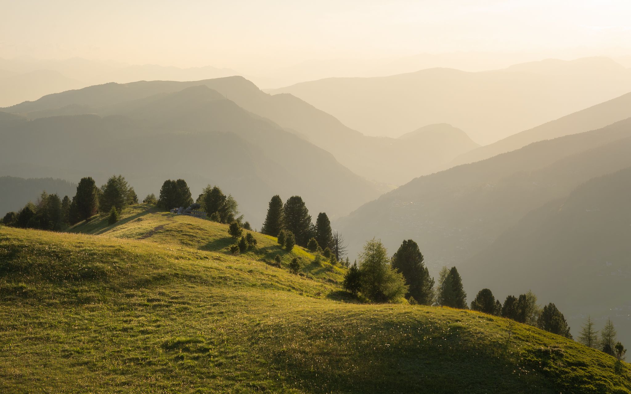 Mountain layers before sunset from Bustac, Italy