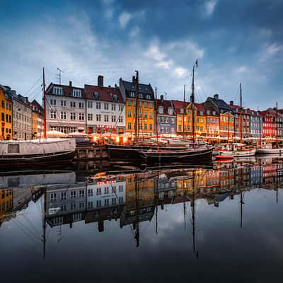 Sunrise in Nyhavn, Copenhagen, Denmark