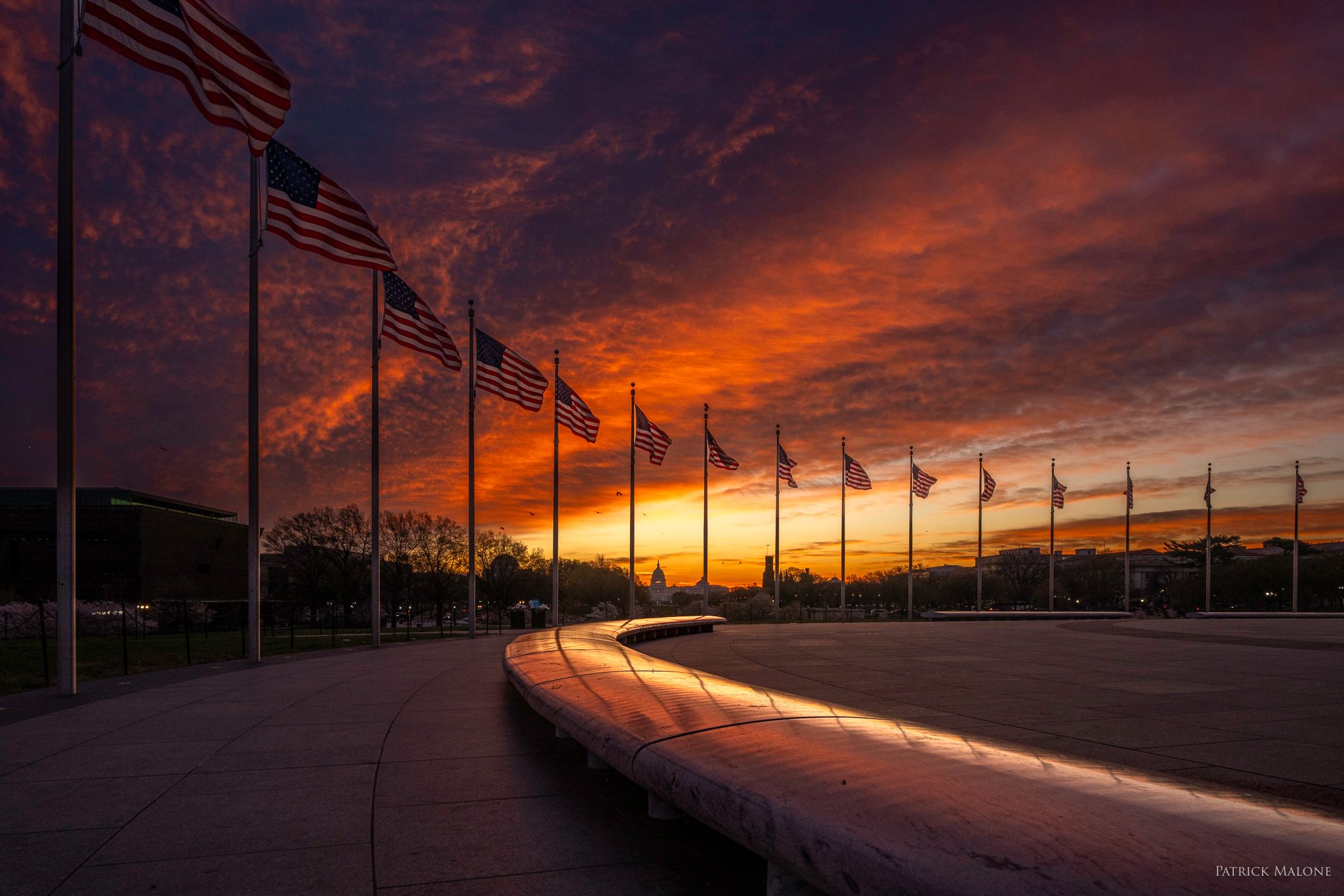 Flag circle, base of Washington Monument, USA