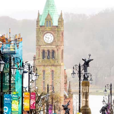 Guildhall Londonderry seen from Bishop's Gate, United Kingdom