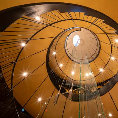 Spiral Staircase inside House of Hungarian Music, Budapest, Hungary