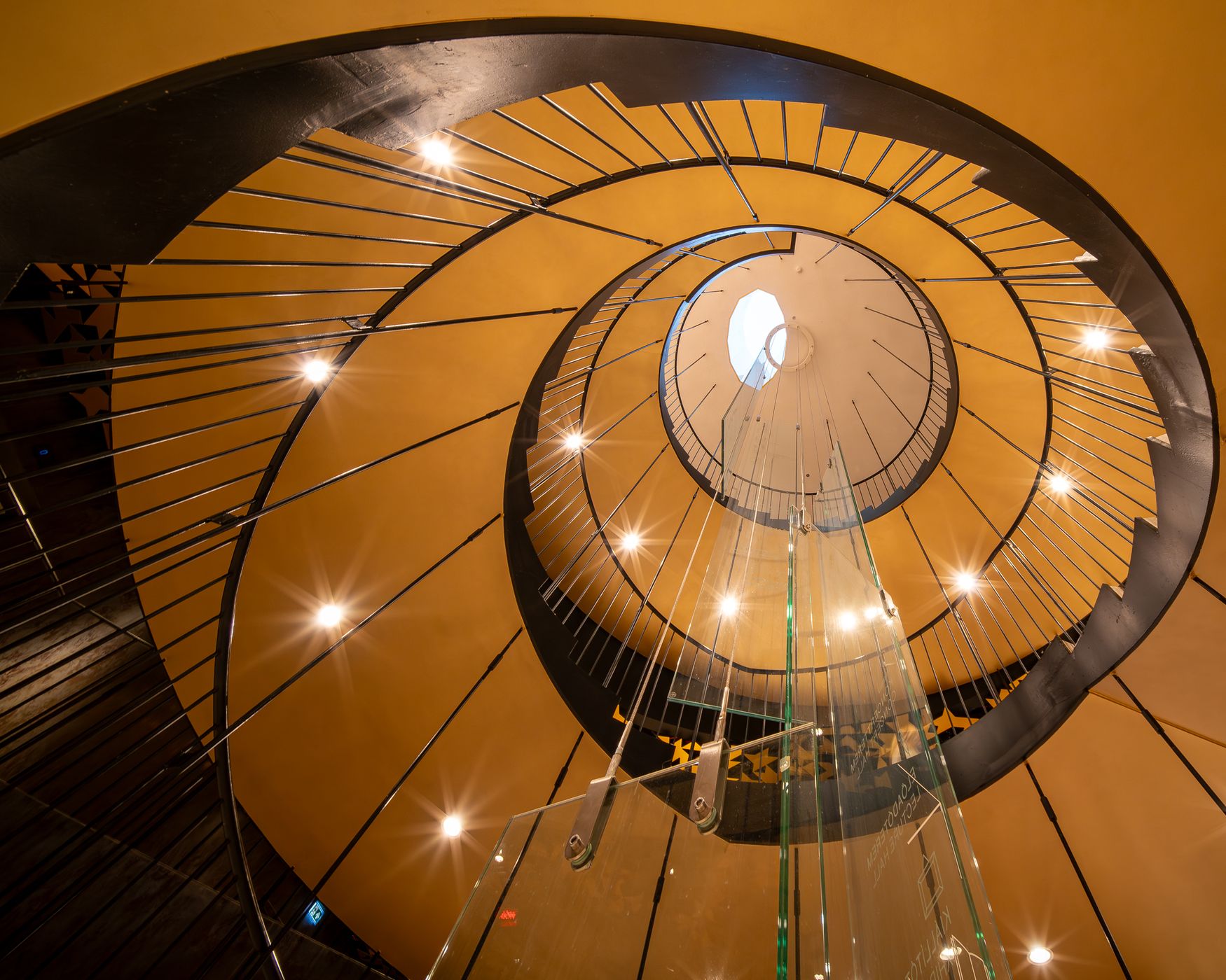 Spiral Staircase inside House of Hungarian Music, Budapest, Hungary