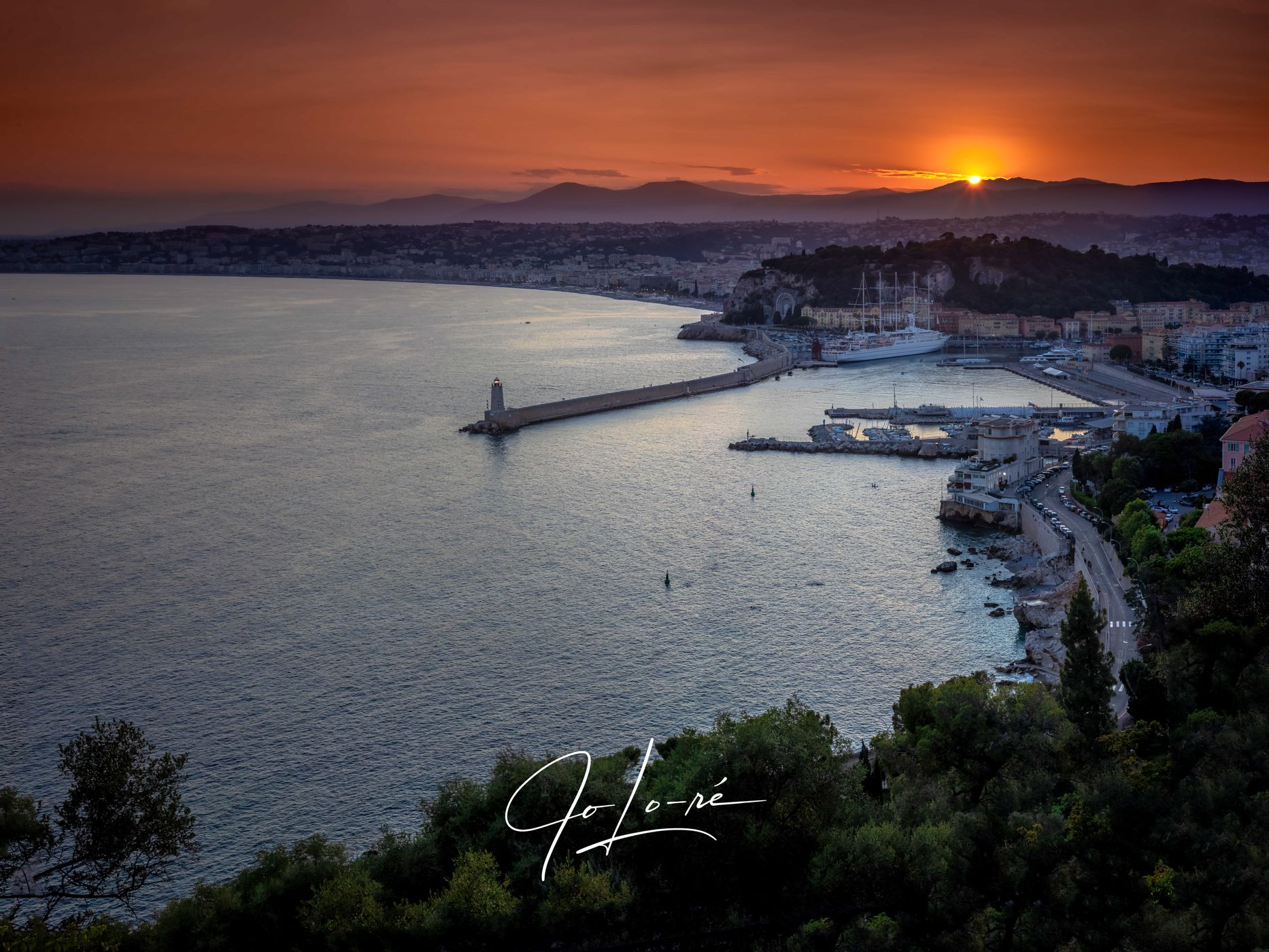 'Sunset over the Bay of Nice', French Riviera , France