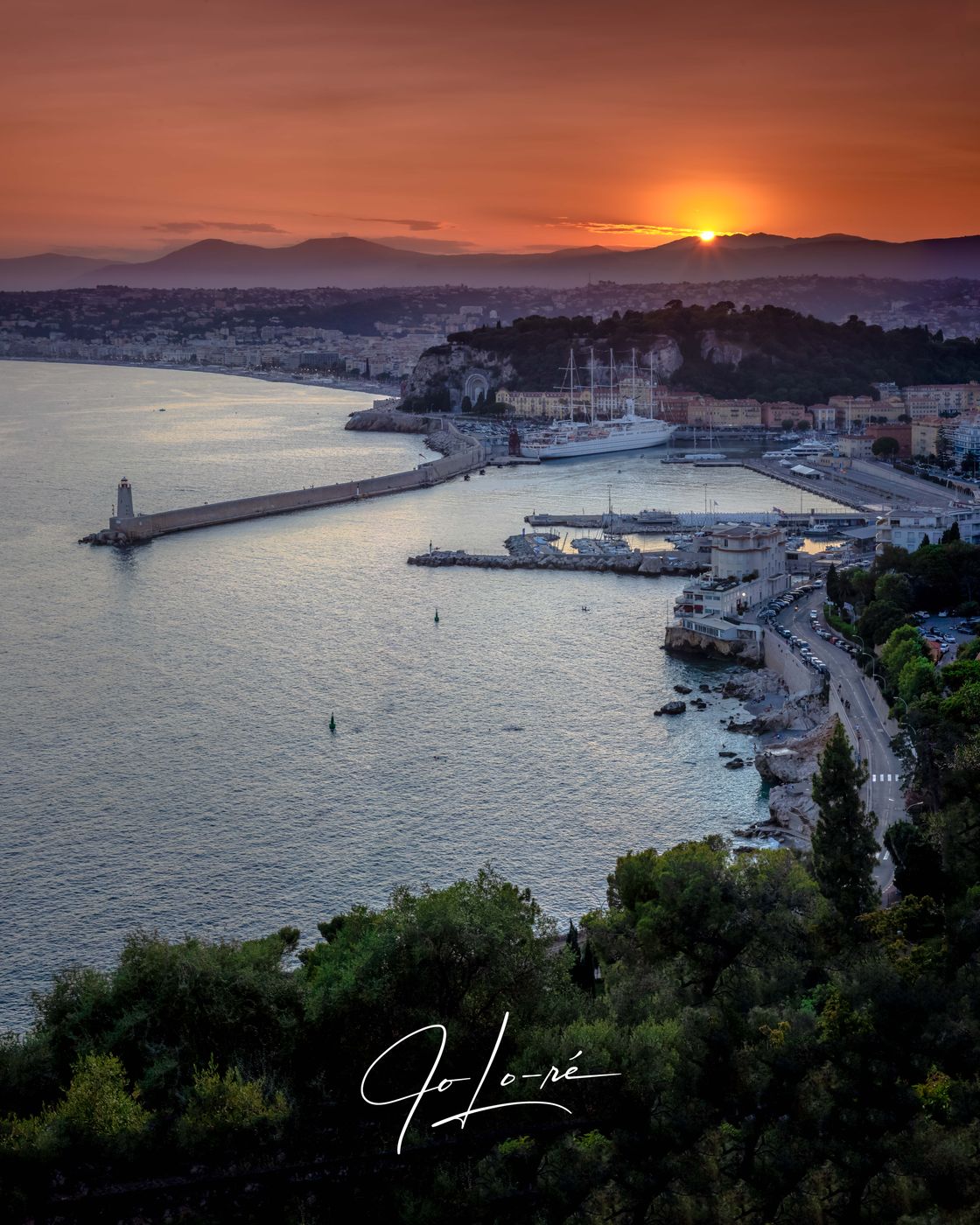'Sunset over the Bay of Nice', French Riviera , France