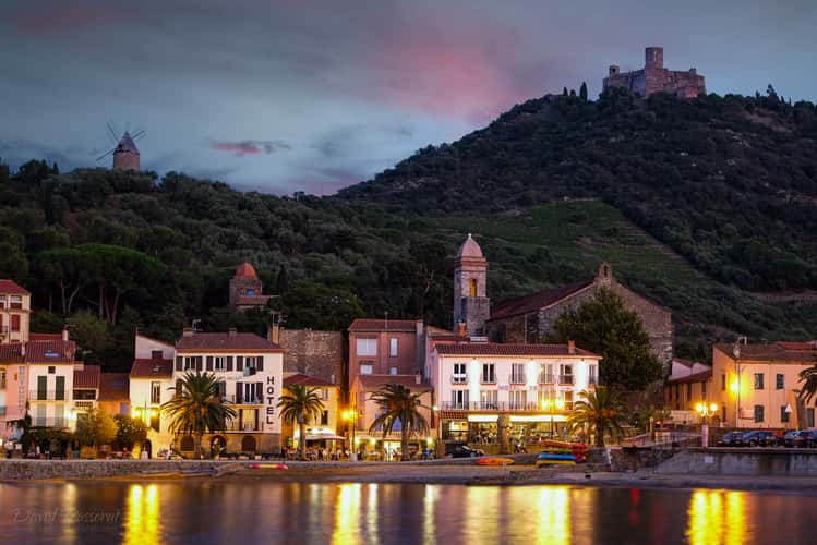 View of Collioure bay with the fort above