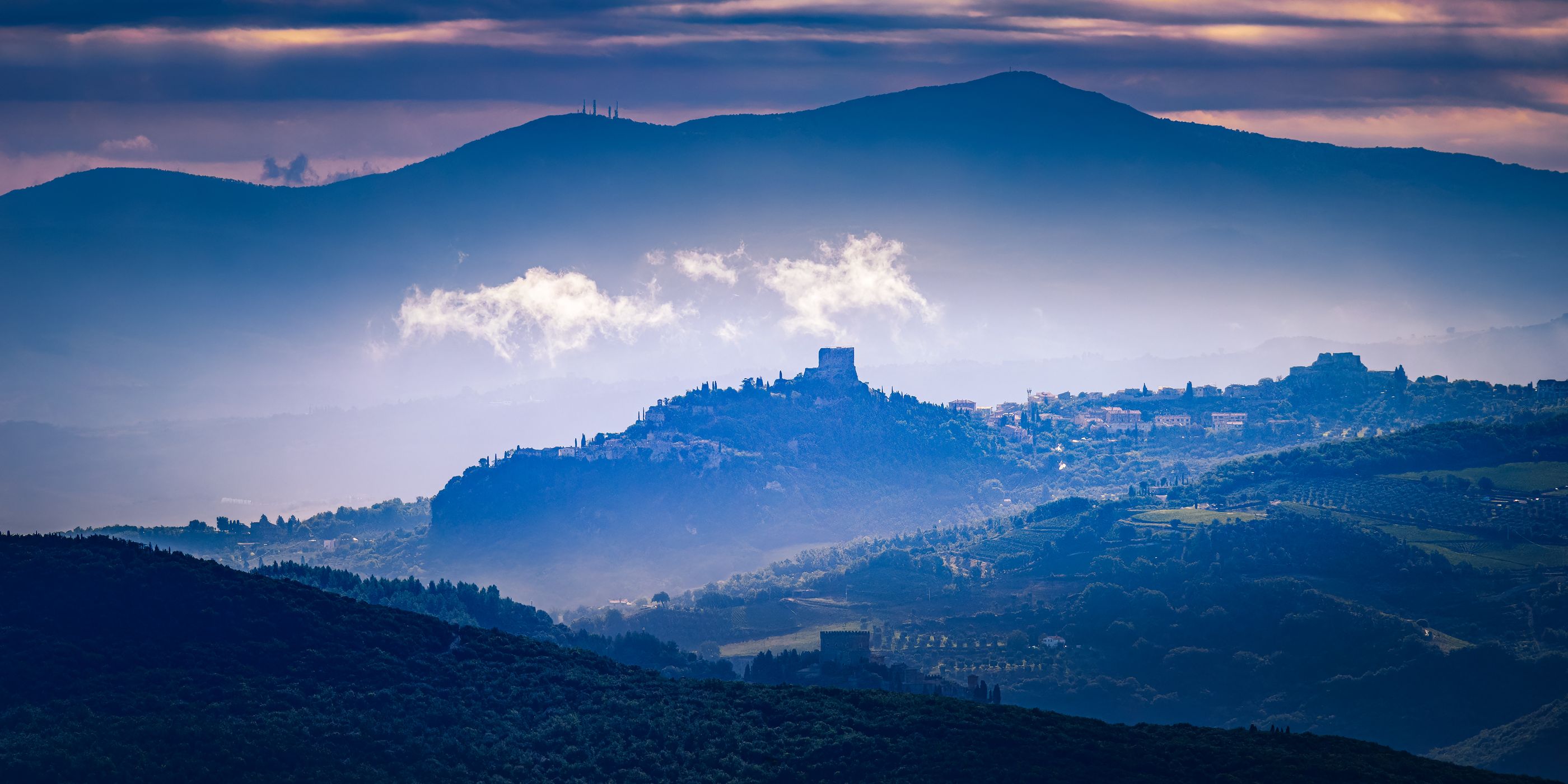 View on Rocca di Tentennano from Montalcino, Italy