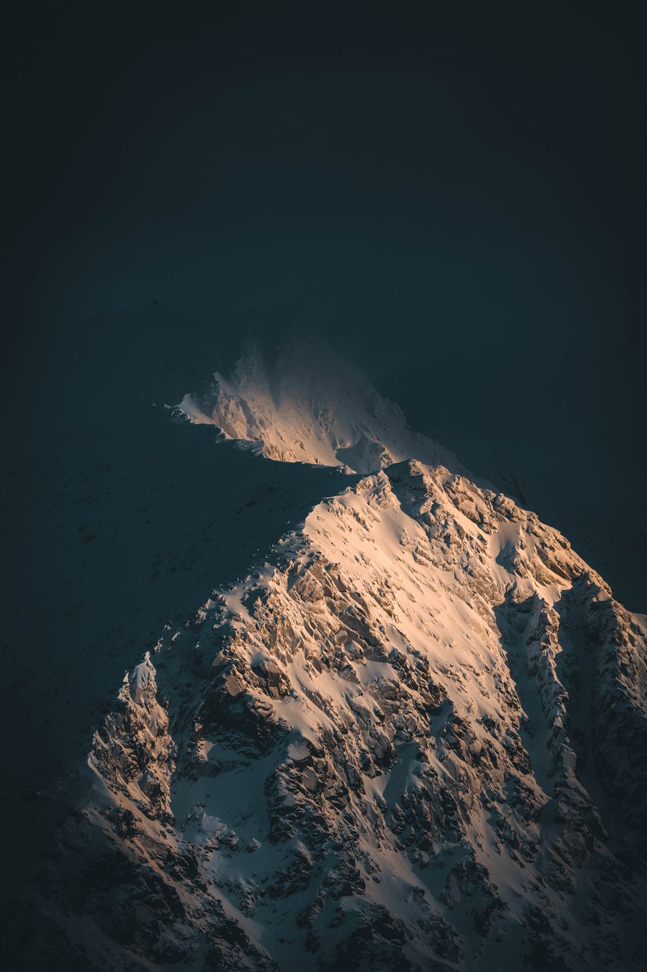 View to Himmeltindan from Offersoykammen, Lofoten, Norway