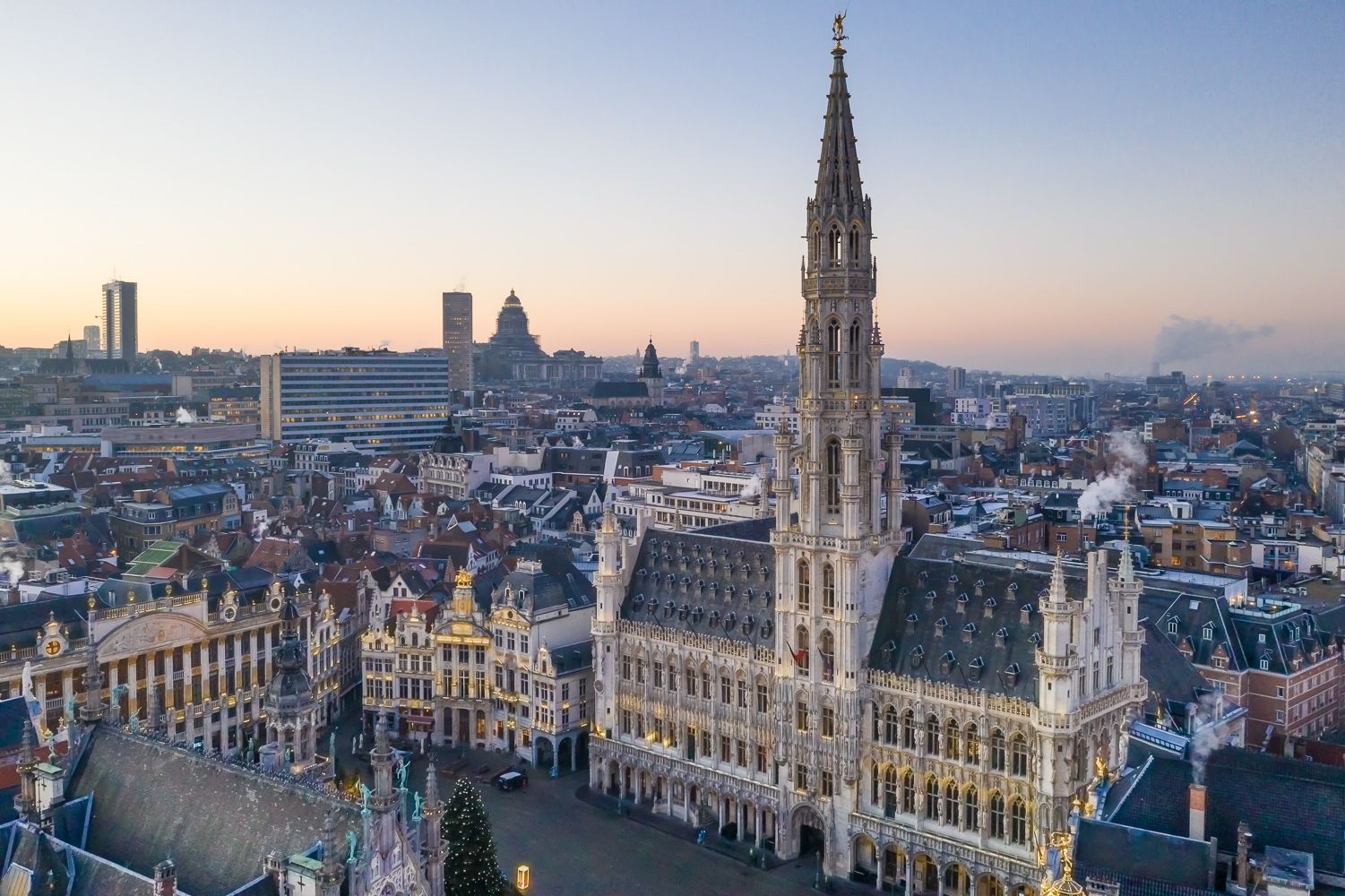 Aerial view of Grand Place, Brussels, Belgium