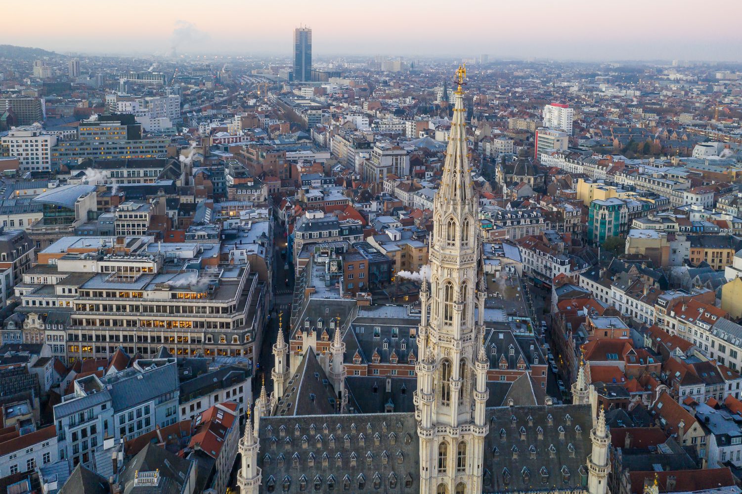Aerial view of Grand Place, Brussels, Belgium
