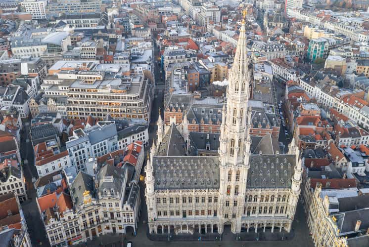 Aerial view of Grand Place, Brussels