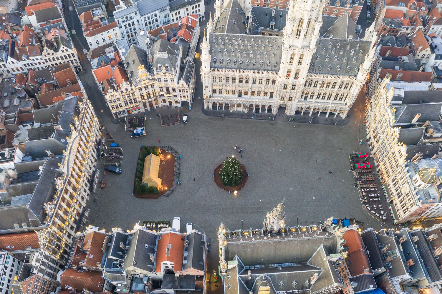 Aerial view of Grand Place, Brussels, Belgium