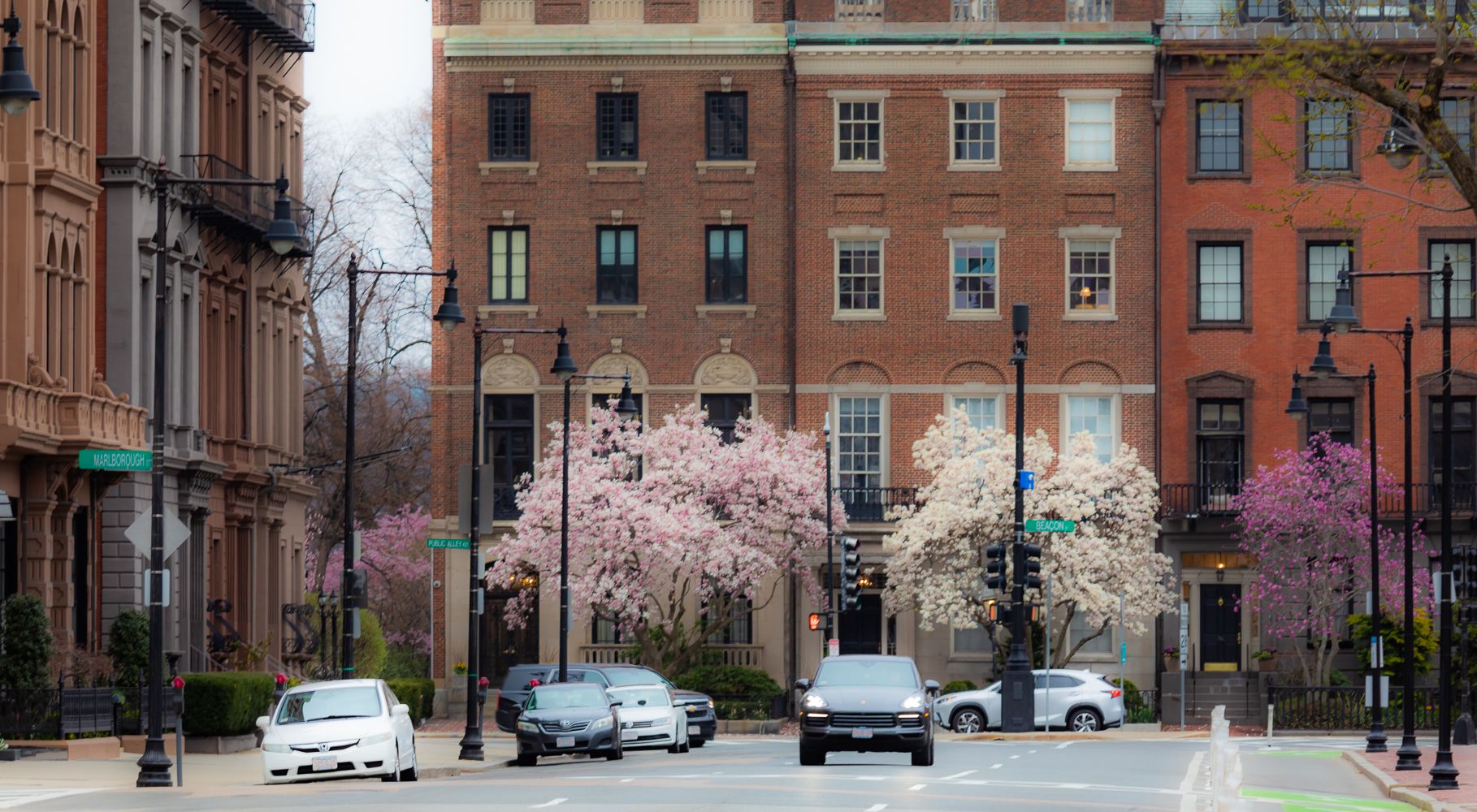 Boston Public Garden and surrounding streets, USA