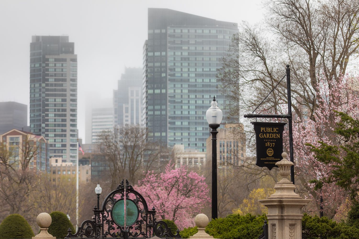 Boston Public Garden and surrounding streets, USA