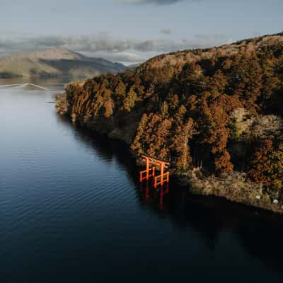 Hakone Shrine vs. Mt. Fuji at Lake Ashi, Japan