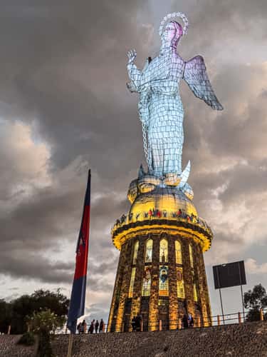 Hilltop statue of a winged Virgin Mary Quito