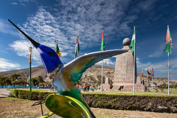 Hummingbird artwork Sculpture Equatorial Line, Quito