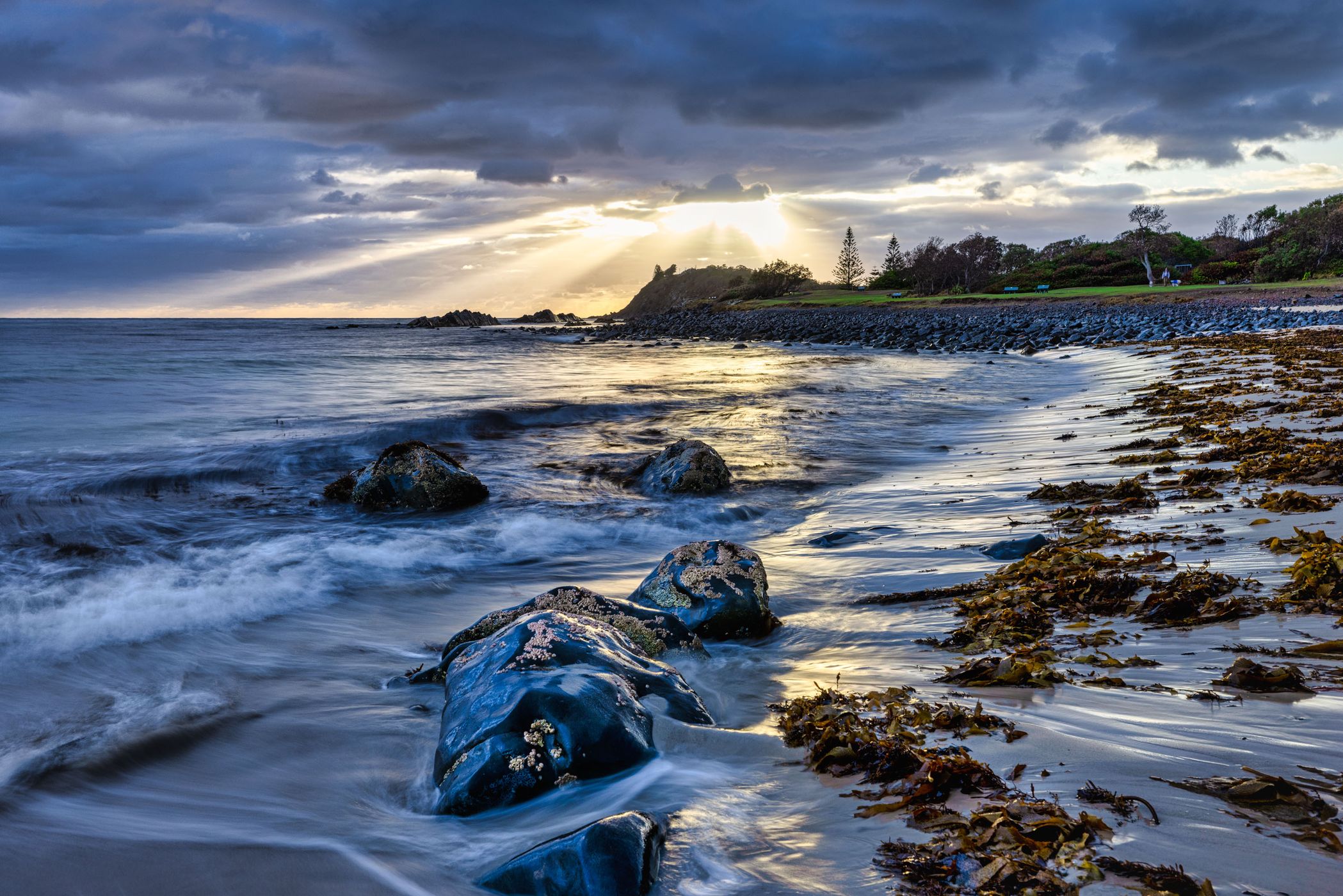 looking toward Bennetts Head Lookout, Forster, NSW, Australia