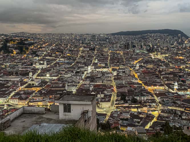 Quito city at night pano