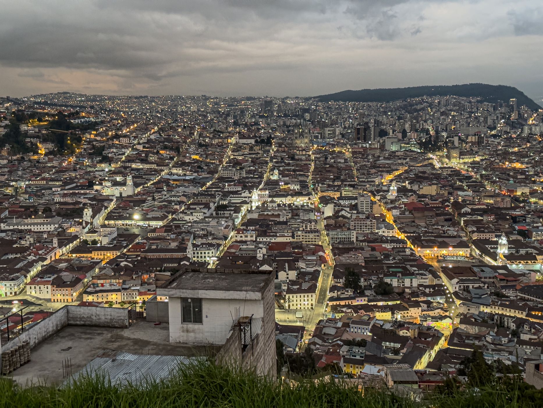 Quito city at night pano, Ecuador