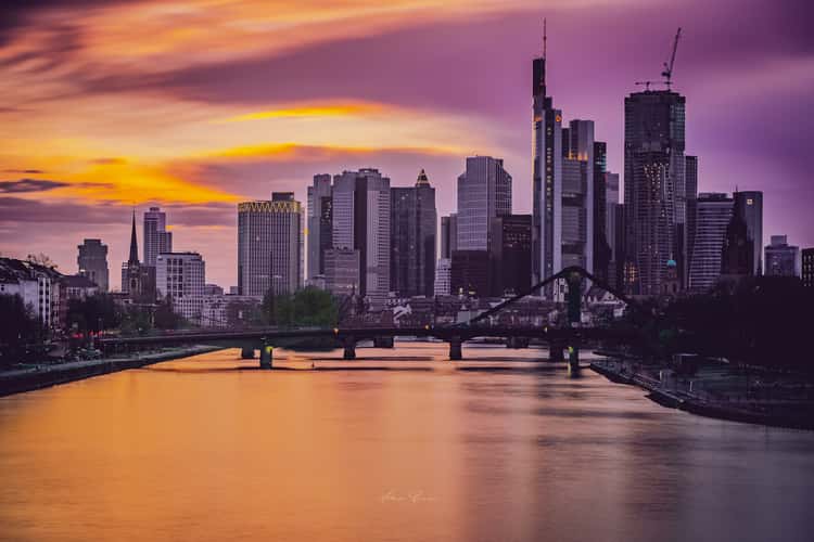 View from “Deutschherrenbridge“, Frankfurt am Main
