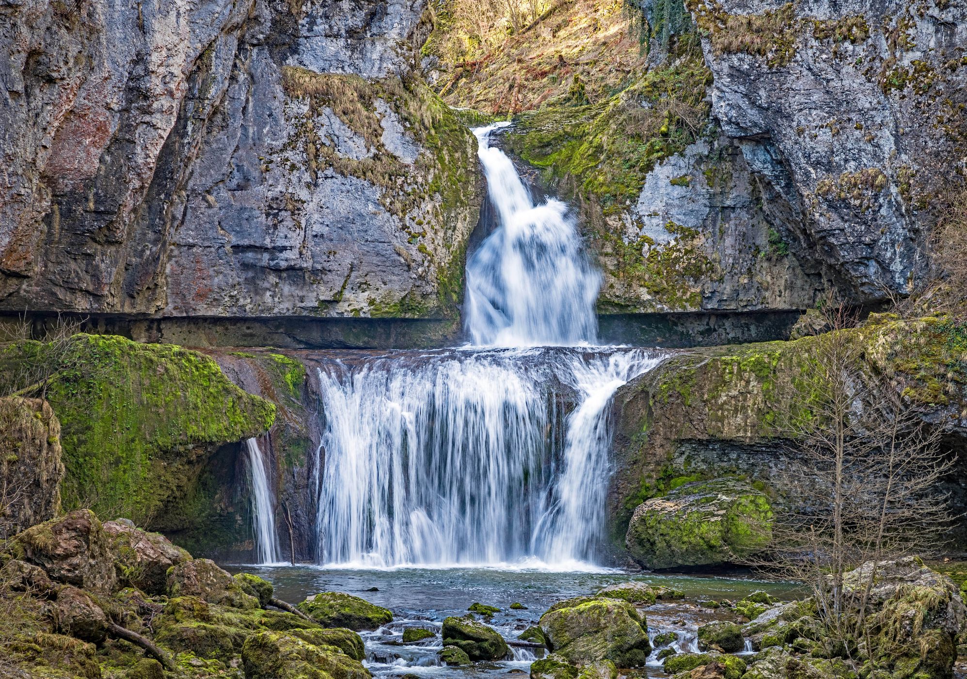 Waterfalls deep in the canyon, France