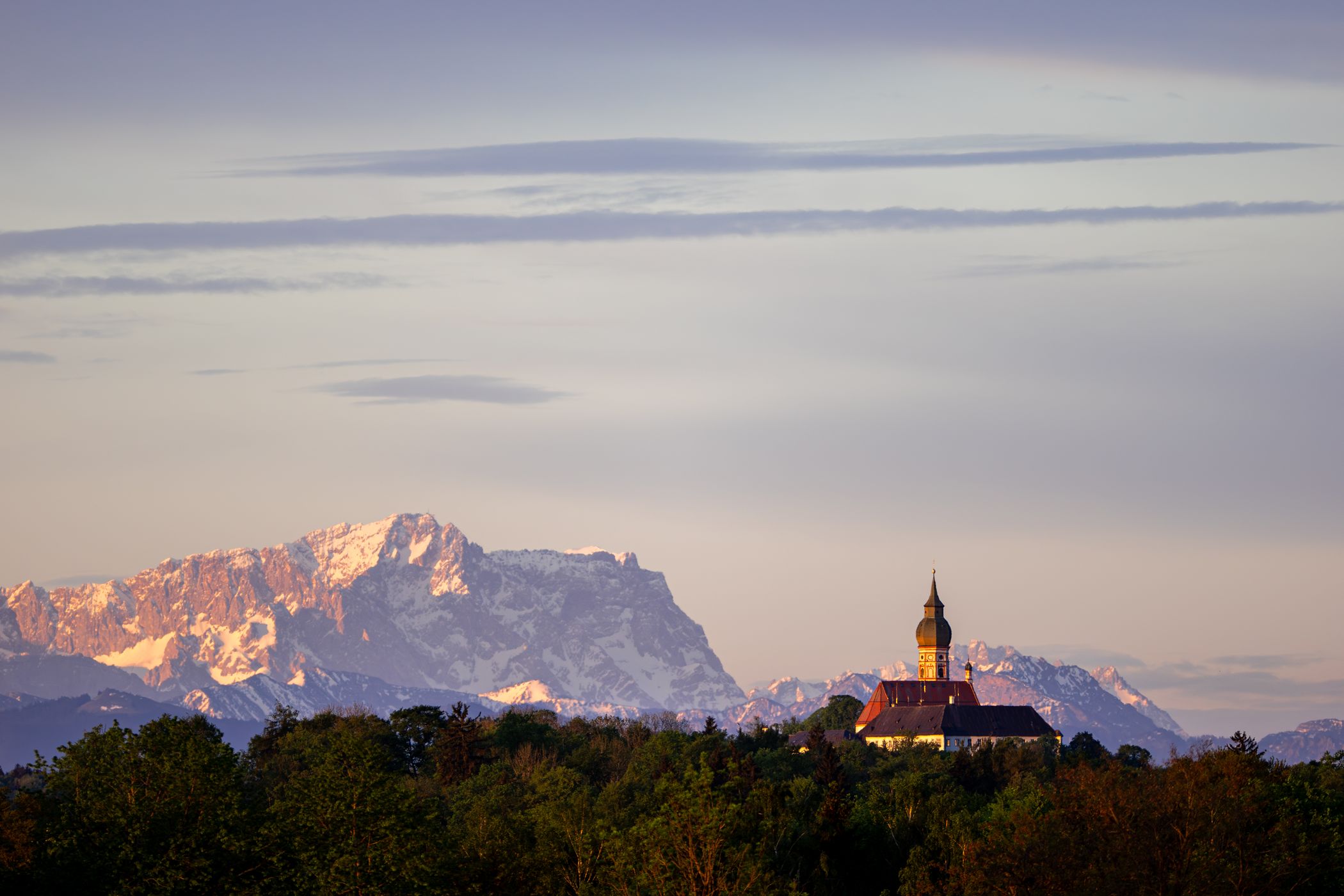 Kloster Andechs vor Zugspitze, Germany