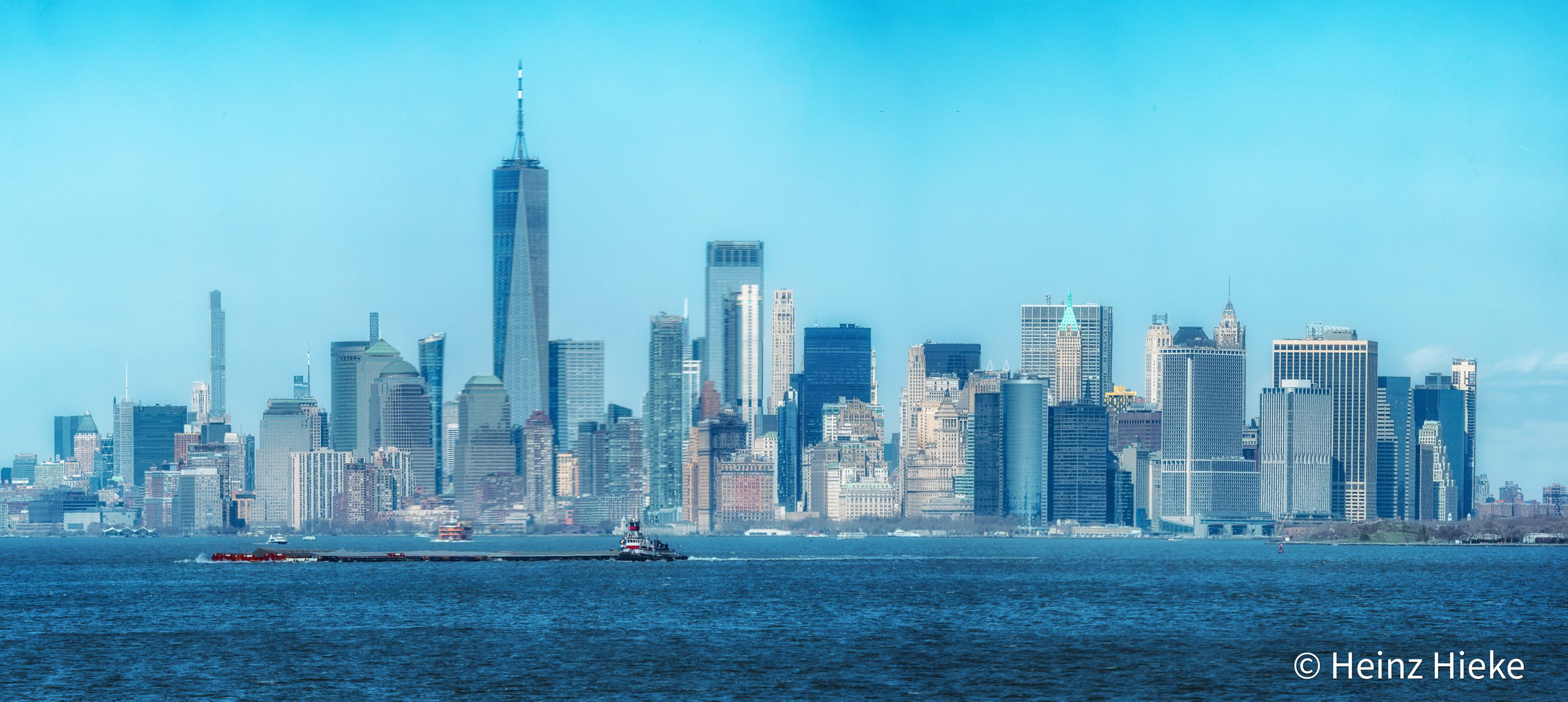 Lower Manhattan Skyline from the Staten Island ferry, New York City, USA