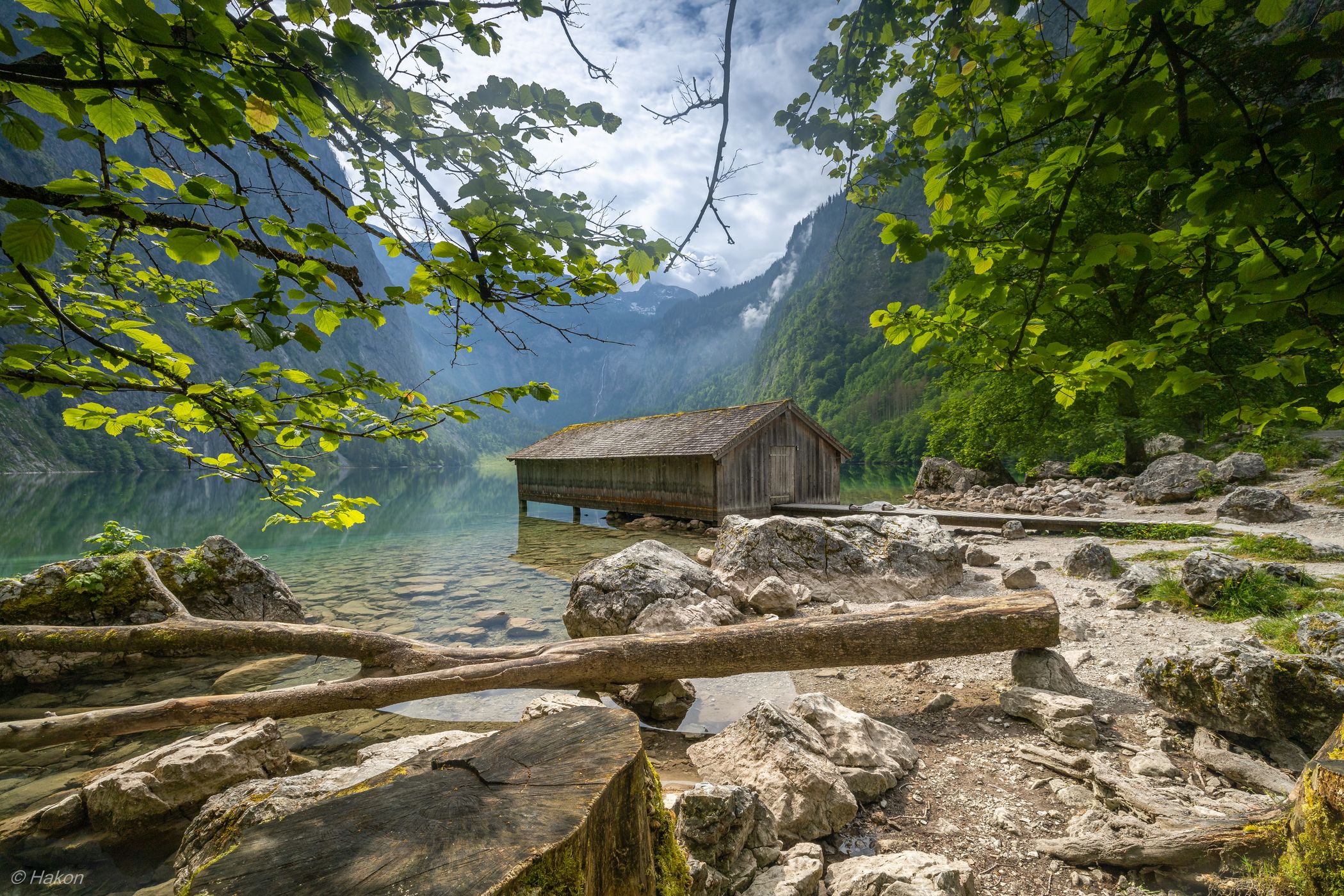 Boathouse at Lake Obersee, Bavaria, Germany