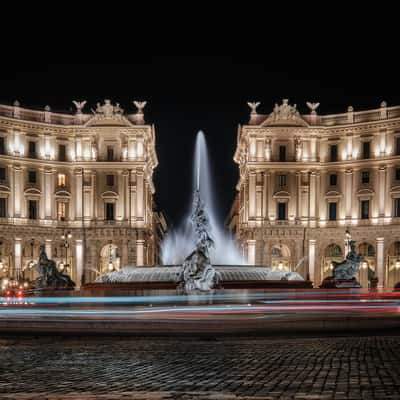 Piazza della Repubblica by night, Rome, Italy