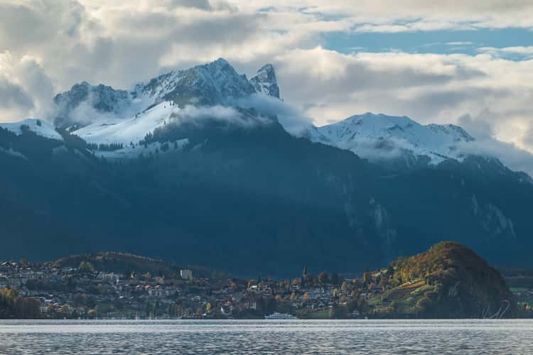 Spiez from across Lake Thun
