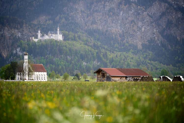 St. Coloman Church with Neuschwanstein, Bavaria