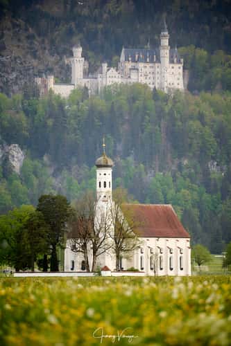 St. Coloman Church with Neuschwanstein, Bavaria