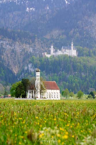 St. Coloman Church with Neuschwanstein, Bavaria