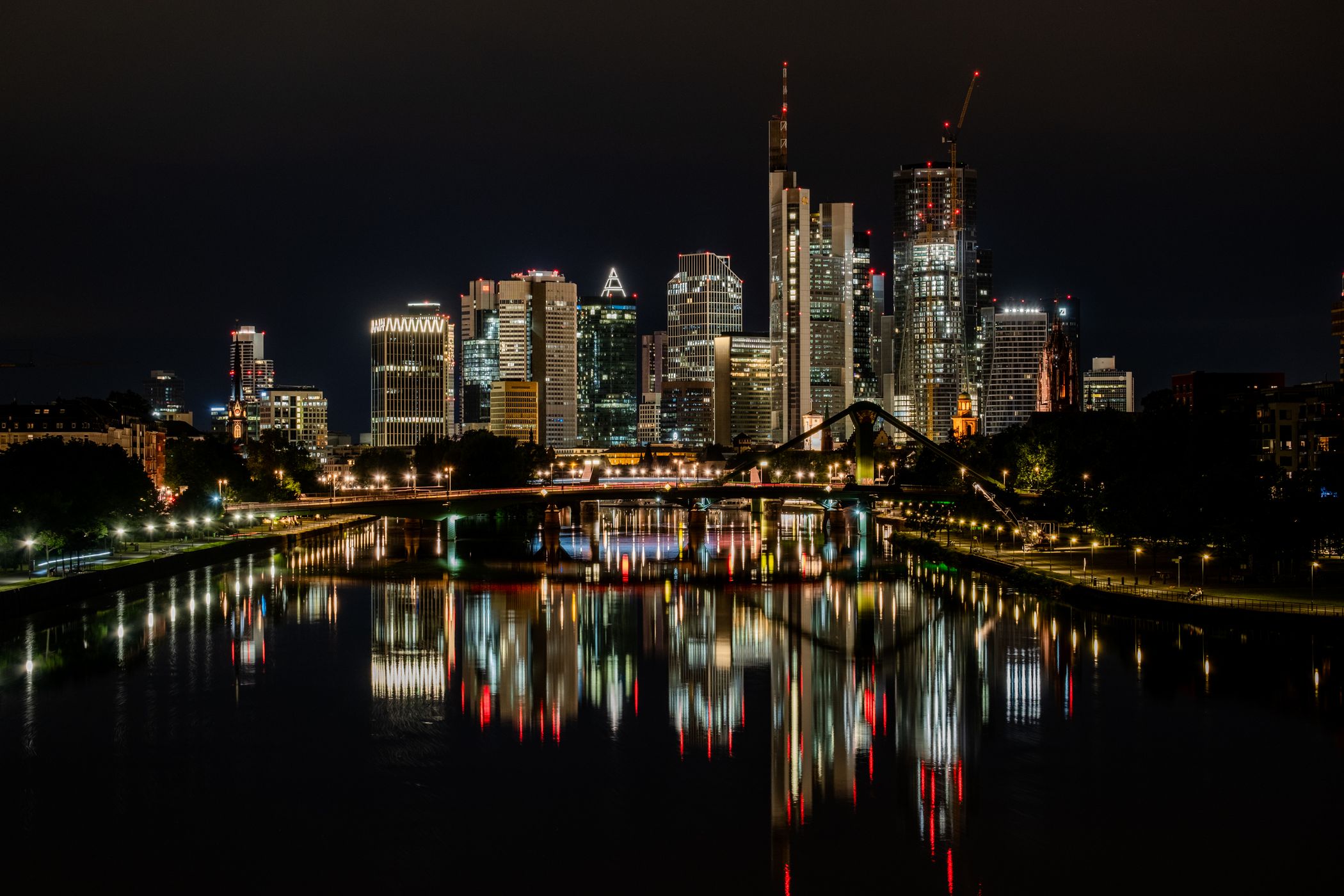 View from “Deutschherrenbridge“, Frankfurt am Main, Germany