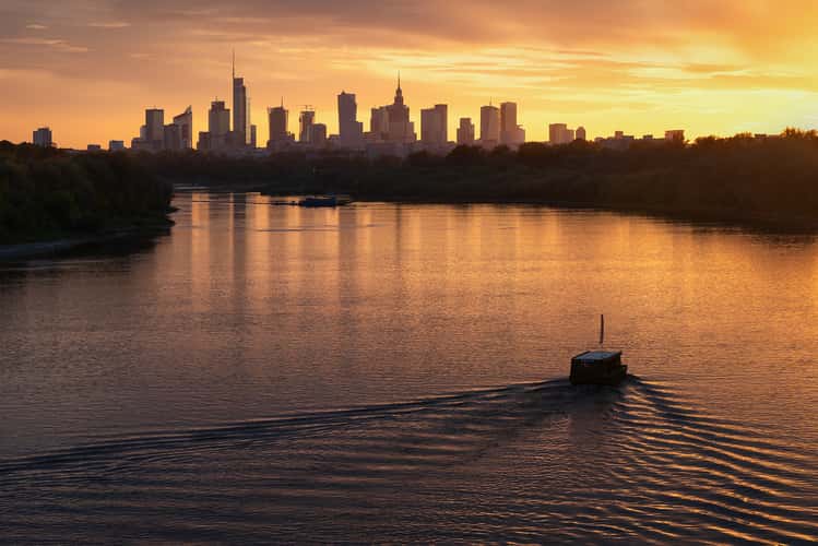 Warsaw panorama from Siekierkowski bridge