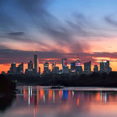 Warsaw panorama from Siekierkowski bridge, Poland