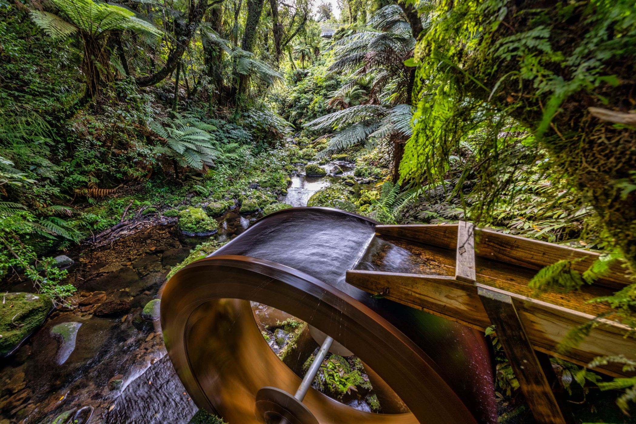 Watermill  Pukeiti Gardens, North Island, New Zealand