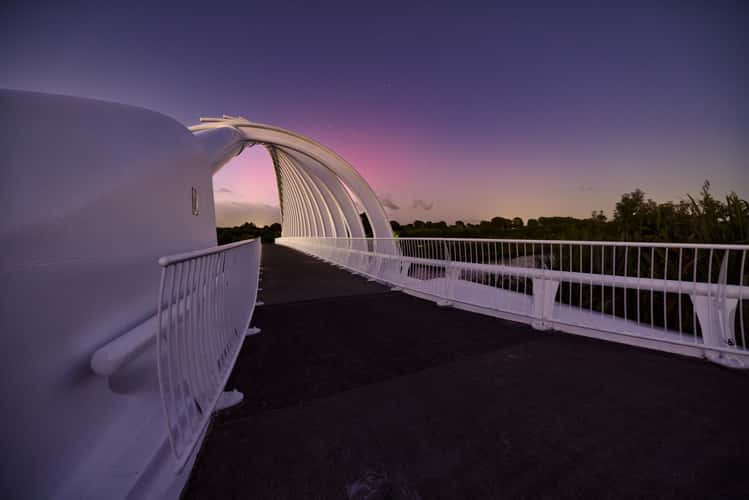 Aurora sunrise Te Rewa Rewa Bridge, New Plymouth.
