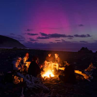 Aurora, Wainuiomatta Beach, Wellington, North Island, New Zealand