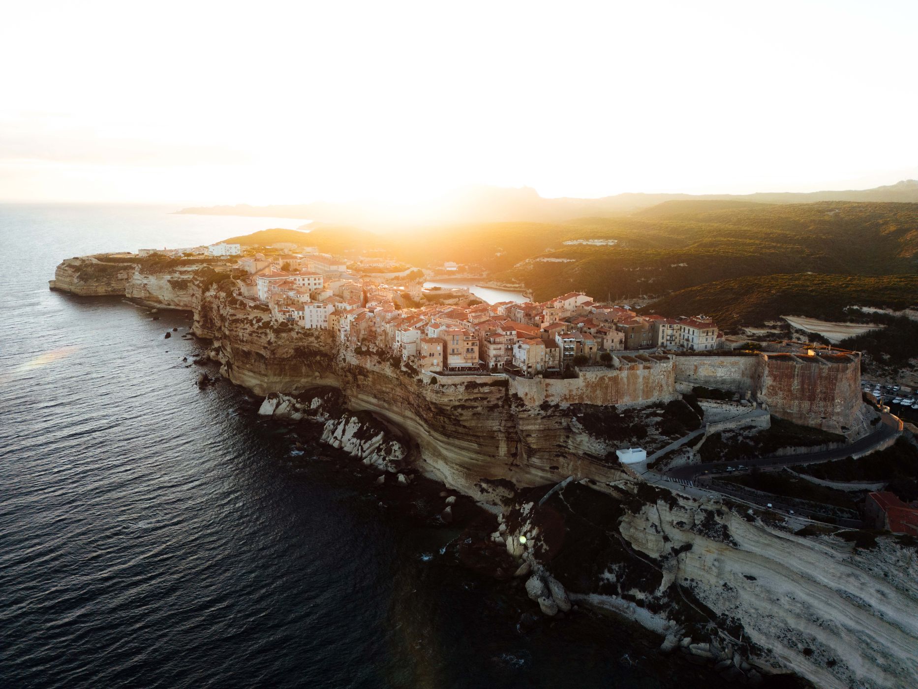 Southern Arial view of Bonifacio, Corsica, France