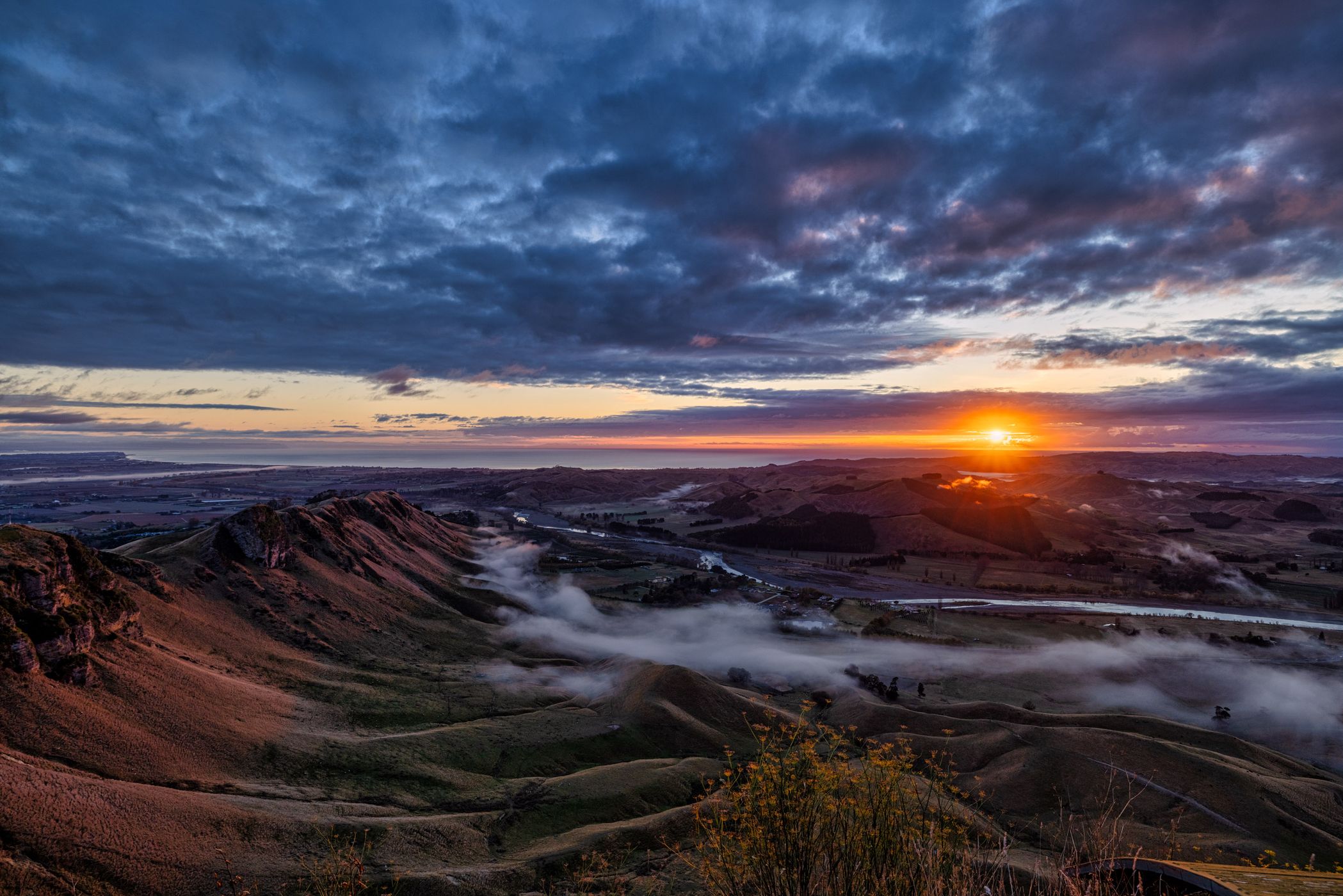 Fog sunrise Te Mata Peak, Tuki Tuki, North Island, New Zealand