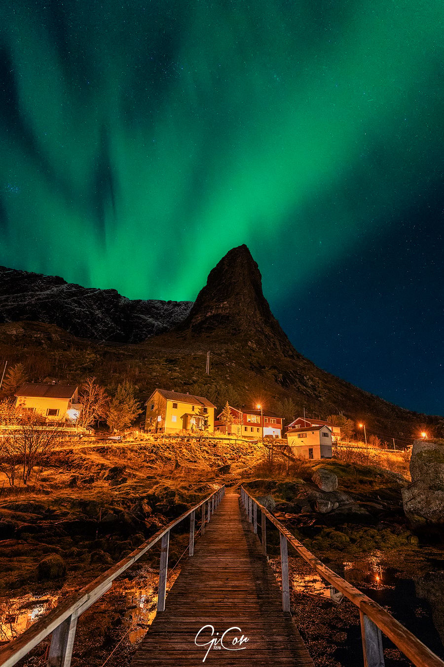 Horn from wooden bridge viewpoint, Reine, Lofoten, Norway