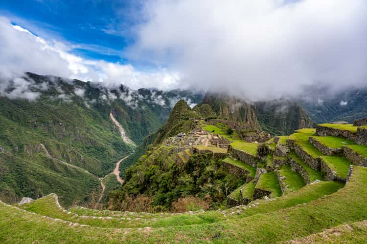 Machu Picchu, lower western terraces view